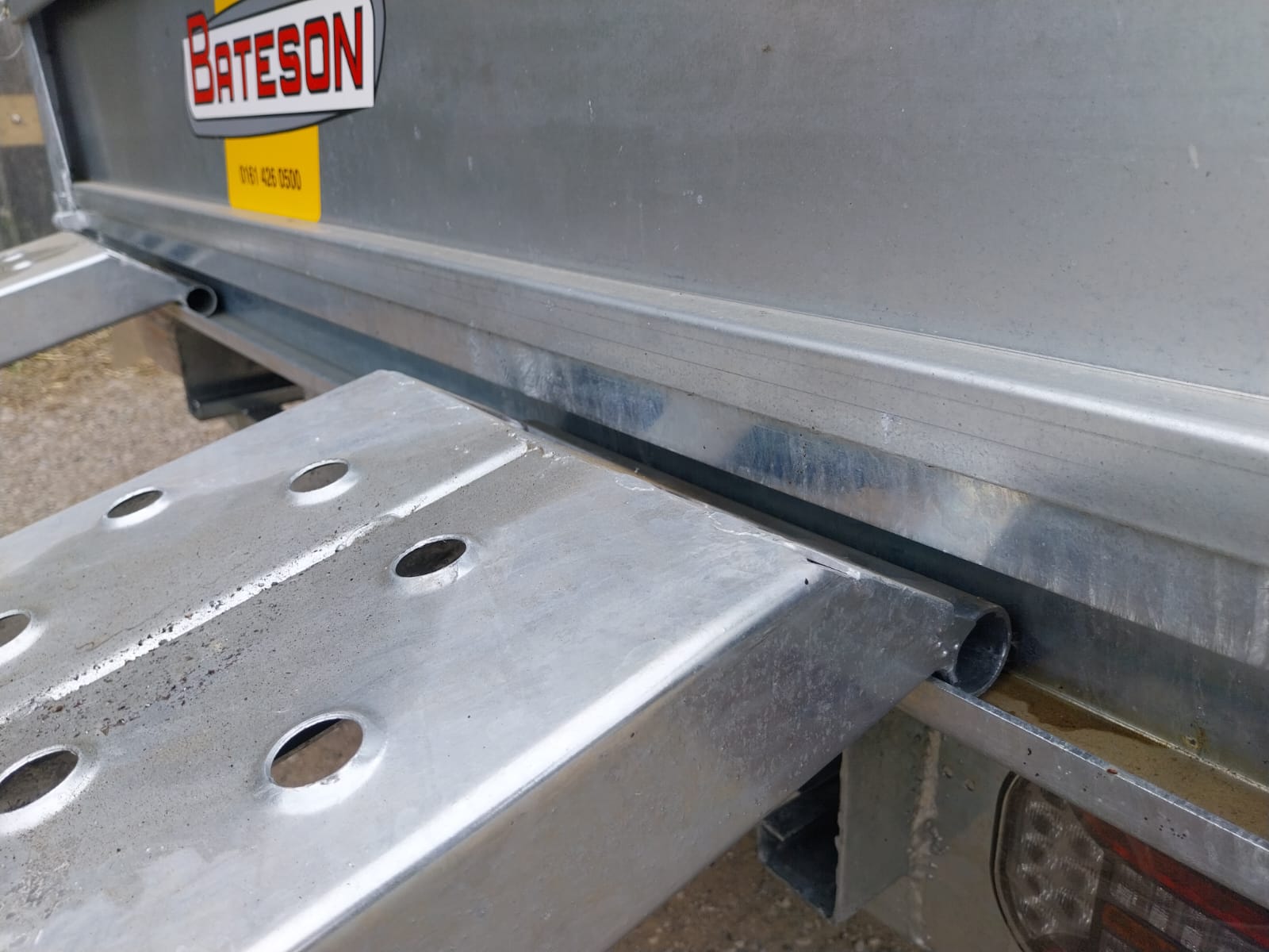 close up of trailer hinge